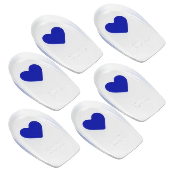 Unique Bargains Silicone Heel Support Cup Pads Silicone Cushion Orthotic Insole Love Pattern Blue Size 33-39 6Pcs