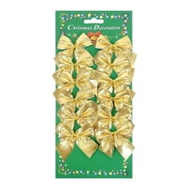 12pcs Red Christmas Bows – Gold & Silver Bowknot Ornaments for Christmas Tree, Mantel, Wreath, Holiday Party, Indoor & Outdoor Decorations, Gold, Bows