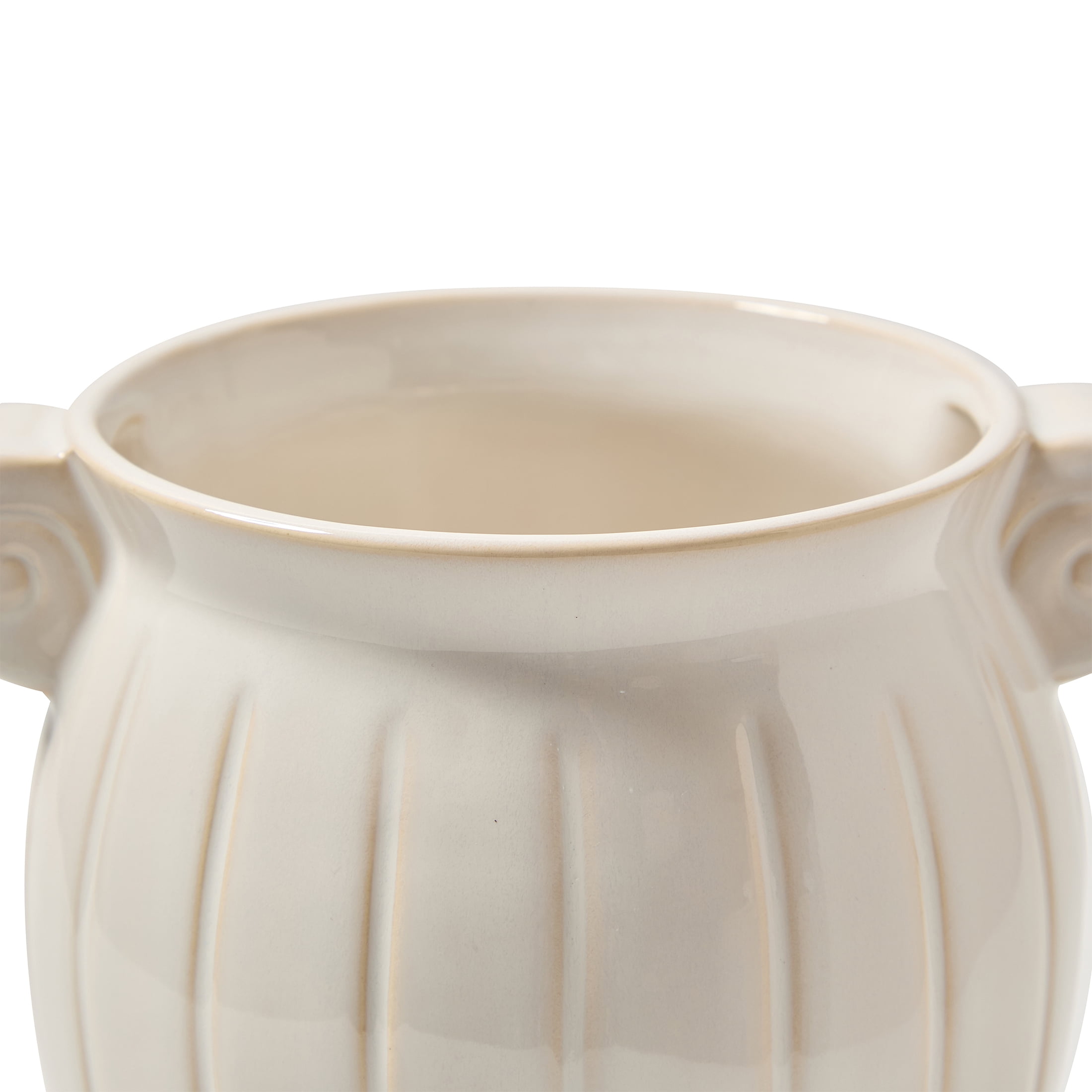 My Texas House 8" White Planter Ceramic Scroll Vase