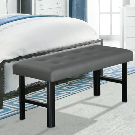 - GranRest Memory Foam Padded Faux leather Bench, Dark Grey