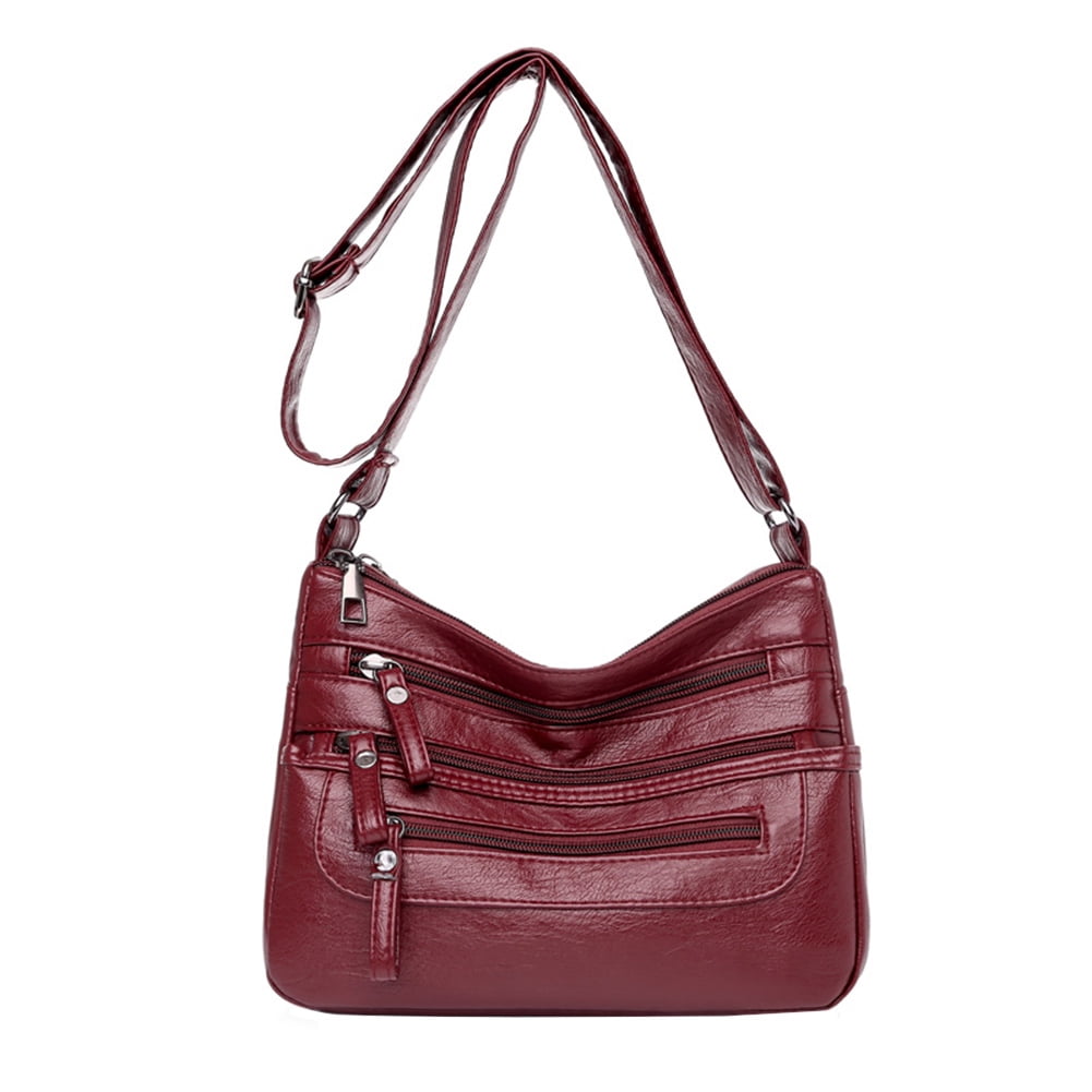 soft leather handbolsas with outside pockets