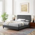 thumbnail image 2 of Platform Bed Frame, Full Size, Velvet, Dark Grey Gray, Modern Contemporary Urban Design, Bedroom Master Guest Suite, 2 of 10