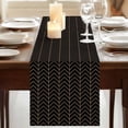thumbnail image 3 of Simple Line Black Burlap Cotton Table Runner 13x120 Inches Long, Black Modern Art Geometric Farmhouse Table Runners, Outdoor Dining Tablecloths Decor for Baby Shower/Party/Wedding, 3 of 8