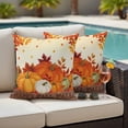 thumbnail image 4 of Thanksgiving Orange Pumpkins Outdoor Waterproof Pillow Covers, Fall Leaves Autumn Rustic Decorative Square Throw Pillowcase Sofa Cushion Sham for Patio/Couch/Chair, 24"x24" 2 Pack, 4 of 8