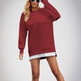 thumbnail image 4 of Ltctricy Sweatshirts Dress for Women Casual Long Sleeve Crewneck Mini Dress Oversized Loose Side Slits Zipper Pullover Dress, 4 of 7