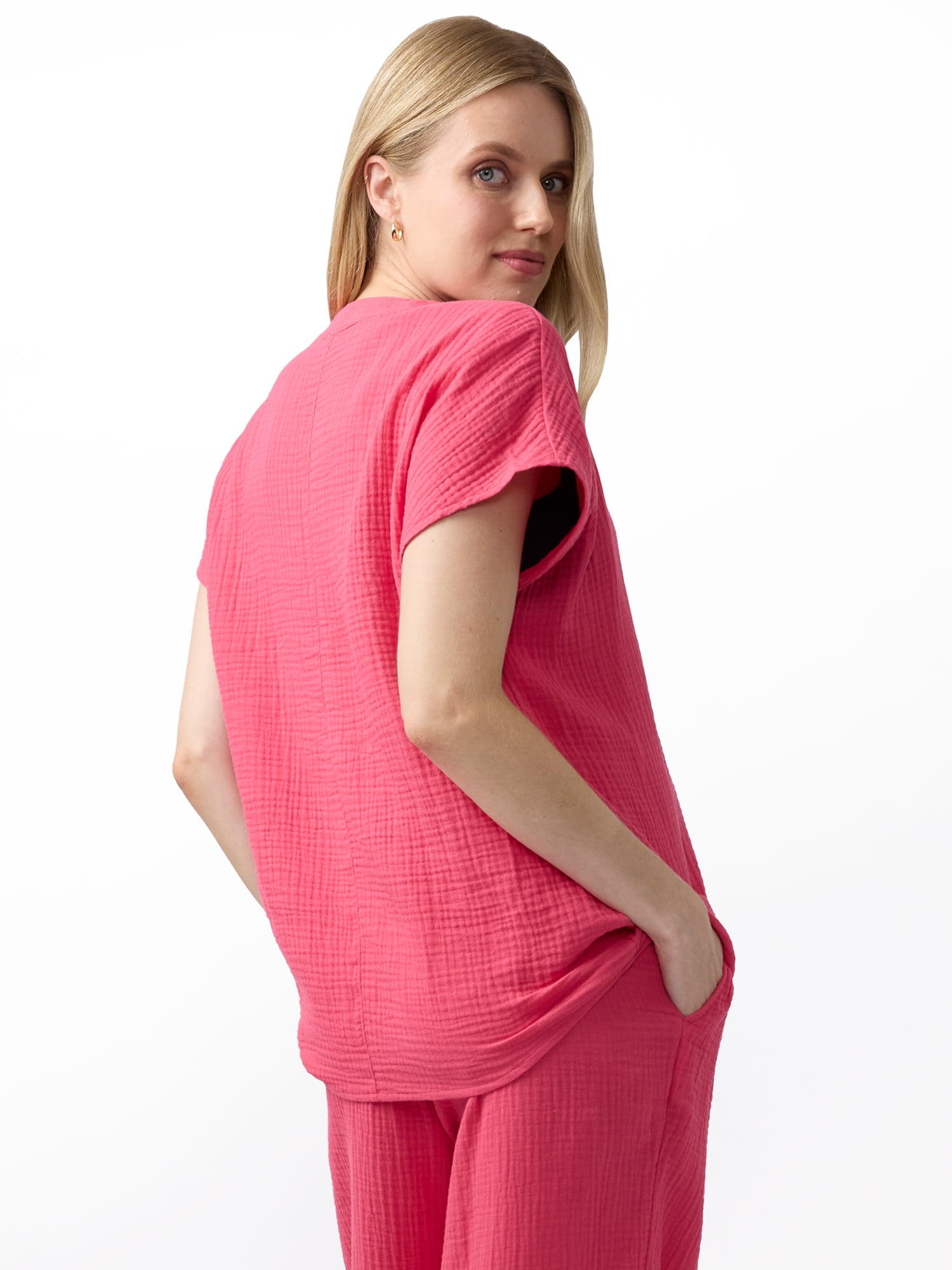 Ingrid & Isabel For Every Belly Women's Maternity Short Sleeve Gauze Top, Sizes S-XXL