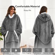 SUNNY HEAT Wearable Blanket, Oversized, Warm & Cozy, Ideal for Bed, Sofa & Travel, Light Grey