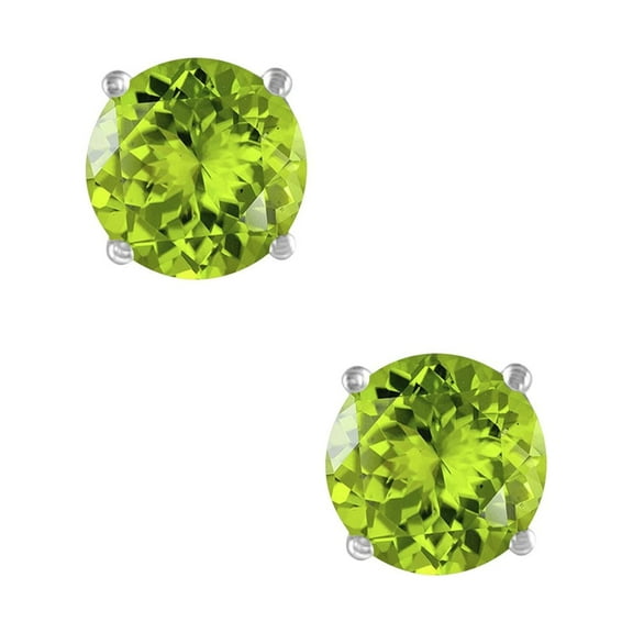Round Peridot Earrings in Sterling Silver ( 5mm )