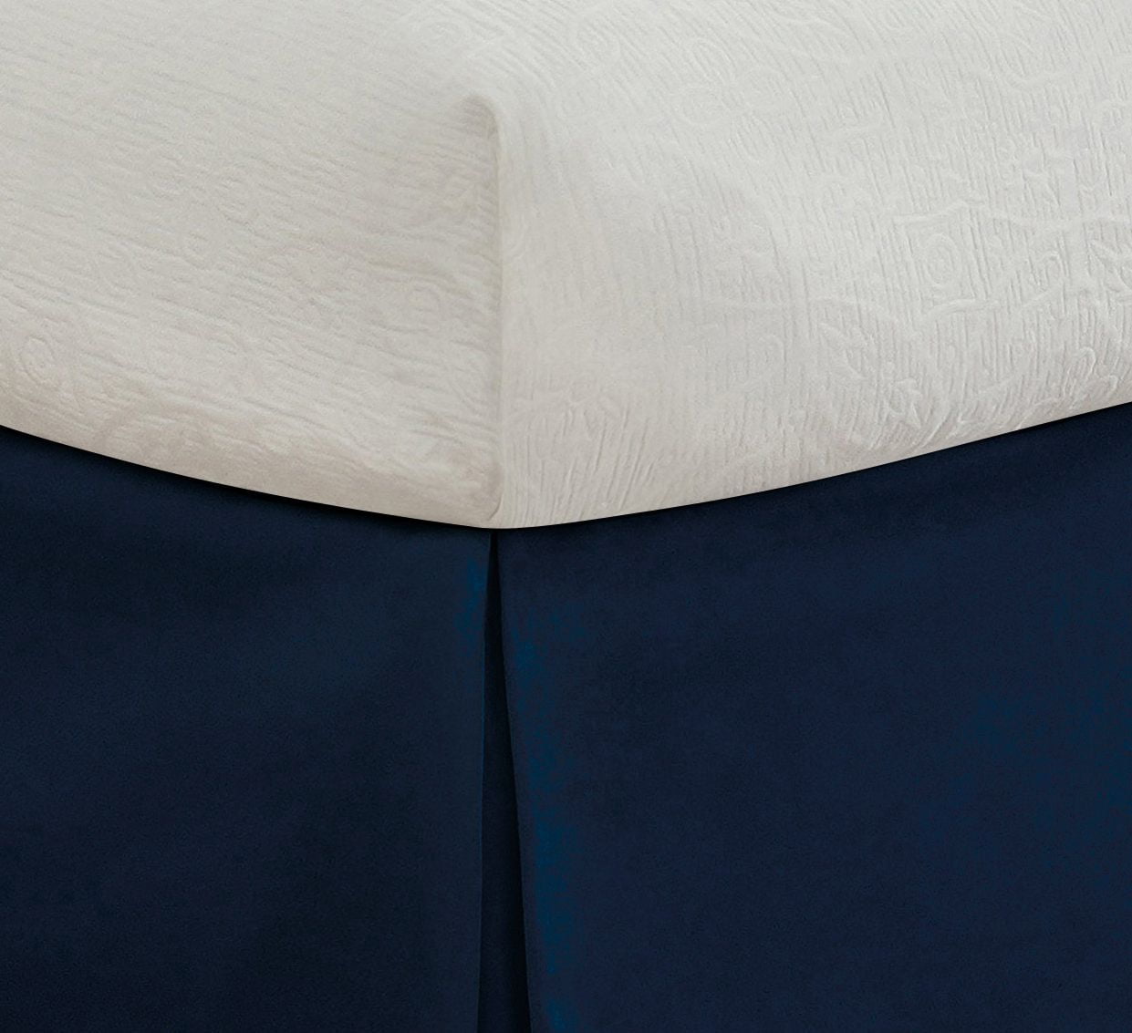 D.N.G. BEDDINGS 1 Piece Split Corner Tailored Bed Skirt, 10 Inch Deep Pocket, 800 Thread Cotton 100% Egyptian Cotton, Twin XL Size (39" x 80") Inch, Solid Navy Blue