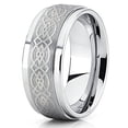 thumbnail image 2 of Silly Kings 9mm Silver Tungsten Carbide Wedding Ring Handmade Celtic Design Band Comfort Fit Mens, 2 of 3