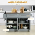 thumbnail image 4 of HOMCOM Rolling Kitchen Island with Storage, Portable Kitchen Cart with Stainless Steel Top, 2 Drawers, Spice, Knife and Towel Rack and Cabinets, Gray, 4 of 10