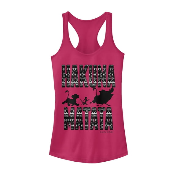 Junior's Lion King Hakuna Matata  Racerback Tank Top Dark Pink 2X Large