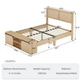thumbnail image 5 of Danolapsi Natural Rattan Queen Size Bed Frame with Sliding Barn Door Storage Cabinets and LED Light Headboard, Boho Farmhouse Wood Platform Bed with Solid Wood Legs Support, No Box Spring Needed, 5 of 9