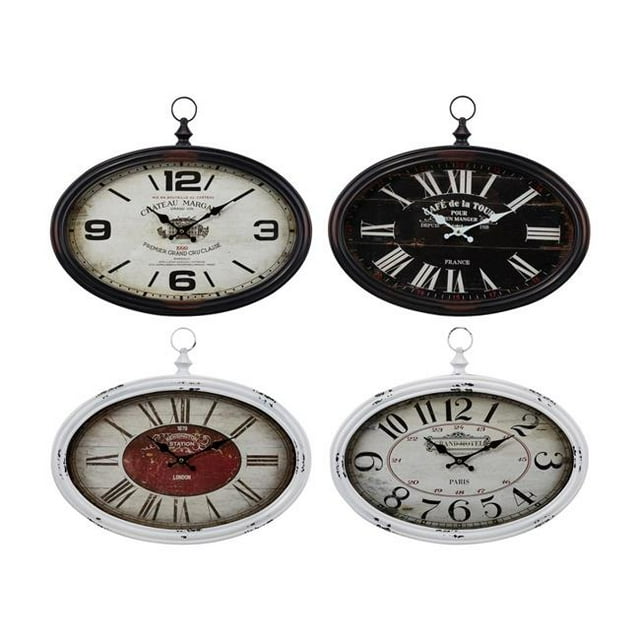 IMAX ZA0411235 Horloges Murales Quatoro - Multicolore, Ensemble de 4