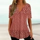 thumbnail image 1 of Puntoco 2024, tops de moda de verano para mujer, camisetas holgadas de manga corta con cuello en V informales con estampado a la moda para mujer, 1 of 6