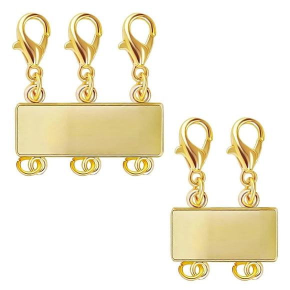 Necklace Clasps, 2PCS Brass 14k Gold Plated Gold Multi Necklace Layering Clasps Magnetic Layer Clasps