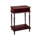 thumbnail image 1 of Mesa auxiliar rectangular Benzara Inc BM94691 con Cajón y patas cónicas torneadas marrón cereza, 1 of 1