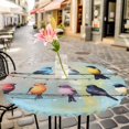 thumbnail image 6 of Colorful Birds Round Tablecloth for 36-44 Inch Tables, Fitted Table Cover with Elastic Edge, Modern Oil Painting Art Waterproof Outdoor Table Cloth Protector for Patio Garden Dinner Picnic, 6 of 9