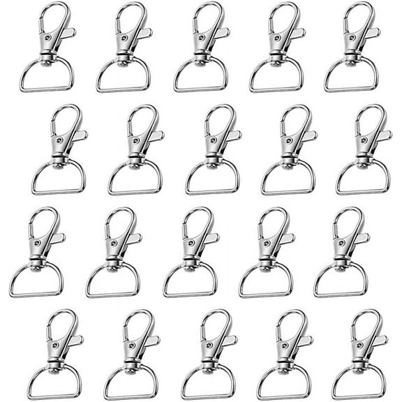 Swivel Clasps Lanyard Snap Hook, 3/4 Inch Metal Lobster Claw Clasp for Jewelry Making 20pcs Keychain Clip Hook with D Rings for Purse Hardware Sewing Craft Project Silver (20pcs Silver)