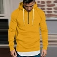 thumbnail image 2 of Men's Cotton Half Zip Hoodie Pullover Sweaters Drawstring Hooded Plain Sweatshirt with Pocket Long Sleeve Tops (XL, Yellow), 2 of 6