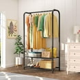 thumbnail image 2 of Coat Clothes Storage Organizer Garmen Rack Portable Closet Clothing Racks for Hanging Clothes Heavy Duty Freestanding Wardrobe Laundry with Shelves Black 11.5" D x 32" W x 72" H, 2 of 18