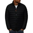 thumbnail image 3 of BiZtdJrK Mens Down Quilted Winter Coat Solid Color Long Sleeve Puffer Jacket Casual Zip Up Padded Outerwear, Black, XXXL, 3 of 7