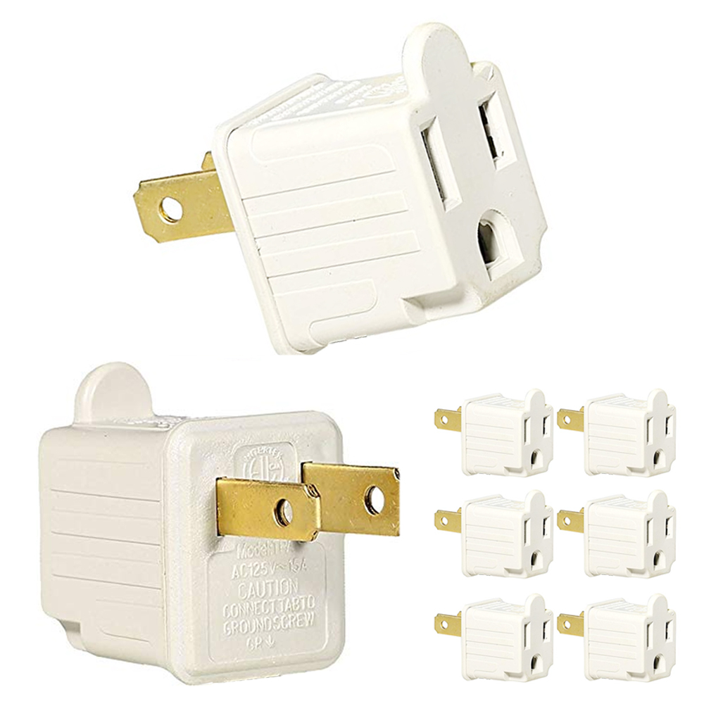8 Pcs 3 Prong to 2 Prong Outlet Electrical Ground AC Adapter Grounding