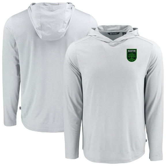 Men's Cutter & Buck Gray Austin FC Coastline Epic Comfort Eco Recycled Long Sleeve Hoodie T-Shirt