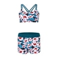 thumbnail image 3 of Gibobby Trajes de Baño Mujer Mujeres Bikini de talle Sexy Push Up Trajes de baño de dos piezas Traje de baño vintage Dos piezas Retro Halter Fruncido Cin(Azul celeste,M), 3 of 4