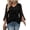 Black Flowers, variant on Women Blouses Ruffle 3/4 Sleeve Sequin Top V Neck Double Layer Elegant Tunic Top