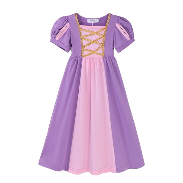 Disney Kids Rapunzel Princess Dress Christmas Snow White Aurora Belle Mulan Loli Merida Cinderella Clothing Maxi Birthday Party6-7T (Size 120) Gao Jinjia LED
