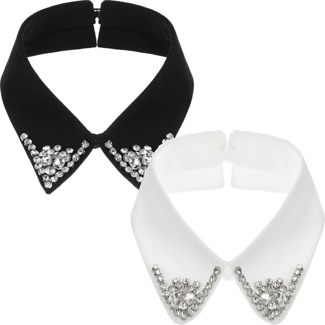 Reliable 2 Pcs Dicke Rhinestones Collar for Women Detachable Fake False Collar Choker White Black providing excellent performance