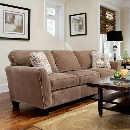 Broyhill Maddie Microfiber Mocha Sofa With Affinity Wood Finish Broyhill Maddie Microfiber Mocha Sofa With Affinity Wood Finish