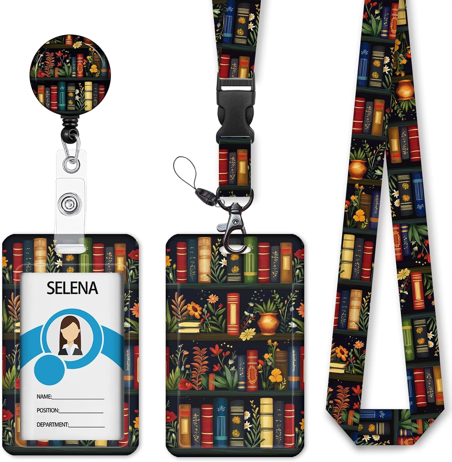 MM Black Cat Lanyards for ID Badges, Badge Holder with Lanyard Detachable,Badge Reel Retractable Keychain Clip, Vertical Cruise Ship Cards Holder Protector Name Tags, Teacher Nurse Office Women Gifts