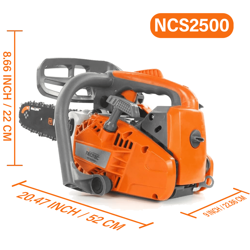 Neotec 25.4cc Gas Top Handle Chainsaw with 12'' Guide Bar and Chain 2-Stroke Engine Cut Tree Wood