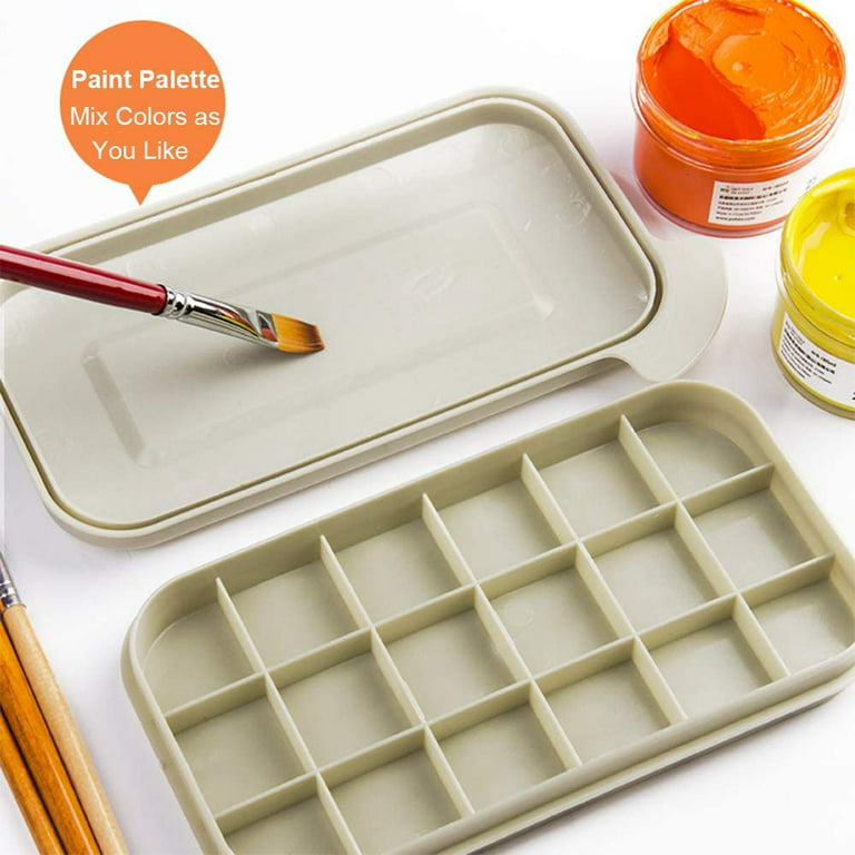 Multi-Use Paint Brush Basin with Brushes Holder,Washer,Trays,Palette Box- Artist Cleaner Cup for Watercolor Oil Acrylic Gouache Painting with Lid 