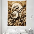 thumbnail image 2 of Ambesonne Aesthetic Tapestry Wall Hanging, Funny Frog Plays Banjo, 60"x80", Brown Sepia and Caramel, 2 of 3
