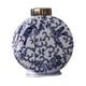 thumbnail image 1 of Jarrón de porcelana azul y blanca, tarro plano, decoración con patrón de flores y pájaros 16cmx31cm, 1 of 9
