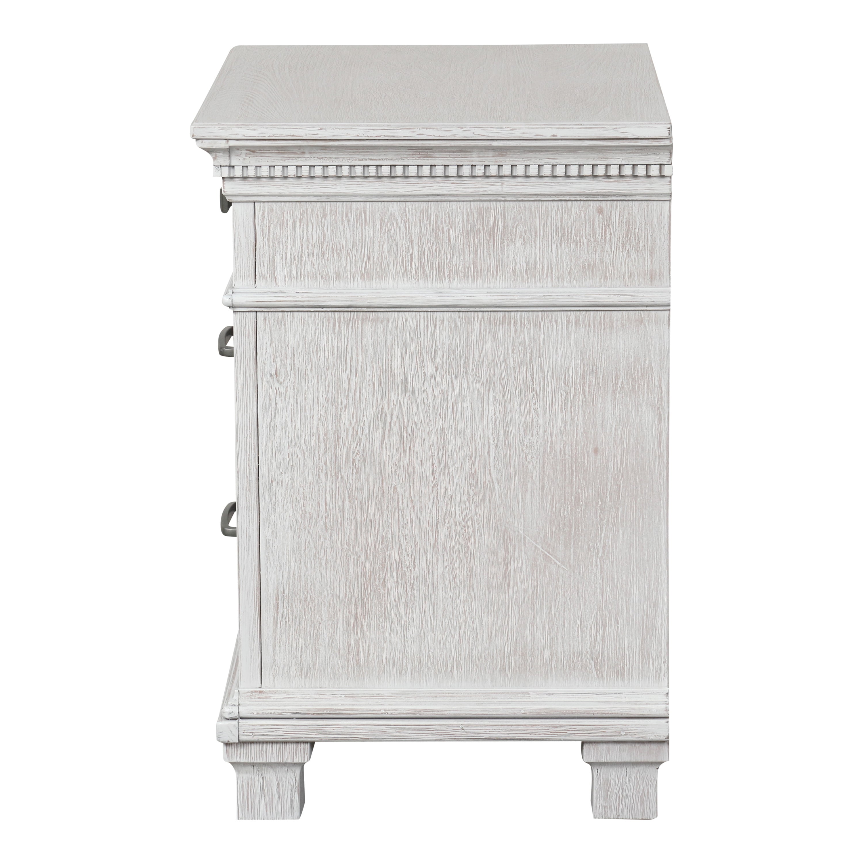 Furniture of America Elandra Transitional 3-Drawer Solid Wood Adult Nightstand, Weathered Gray