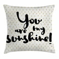 thumbnail image 1 of Quotes Decor Throw Pillow Cushion Cover, Sunshine Inscription over Big Retro Dotted Background Wisdom Message Print, Decorative Square Accent Pillow Case, 18 X 18 Inches, White Gold, by Ambesonne, 1 of 2