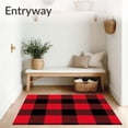 thumbnail image 3 of ODIKA 6'x9' Machine Washable Non-Slip Area Rug, Inspired Buffalo Anti Slip Festive Accent Textile High Traffic Rug, Red, 615166, 3 of 7