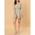 thumbnail image 5 of INSPIRE CHIC Women's Ruffle Neck Cuff Hem Button Front Puff Sleeve Floral Dress M Apricot, 5 of 6