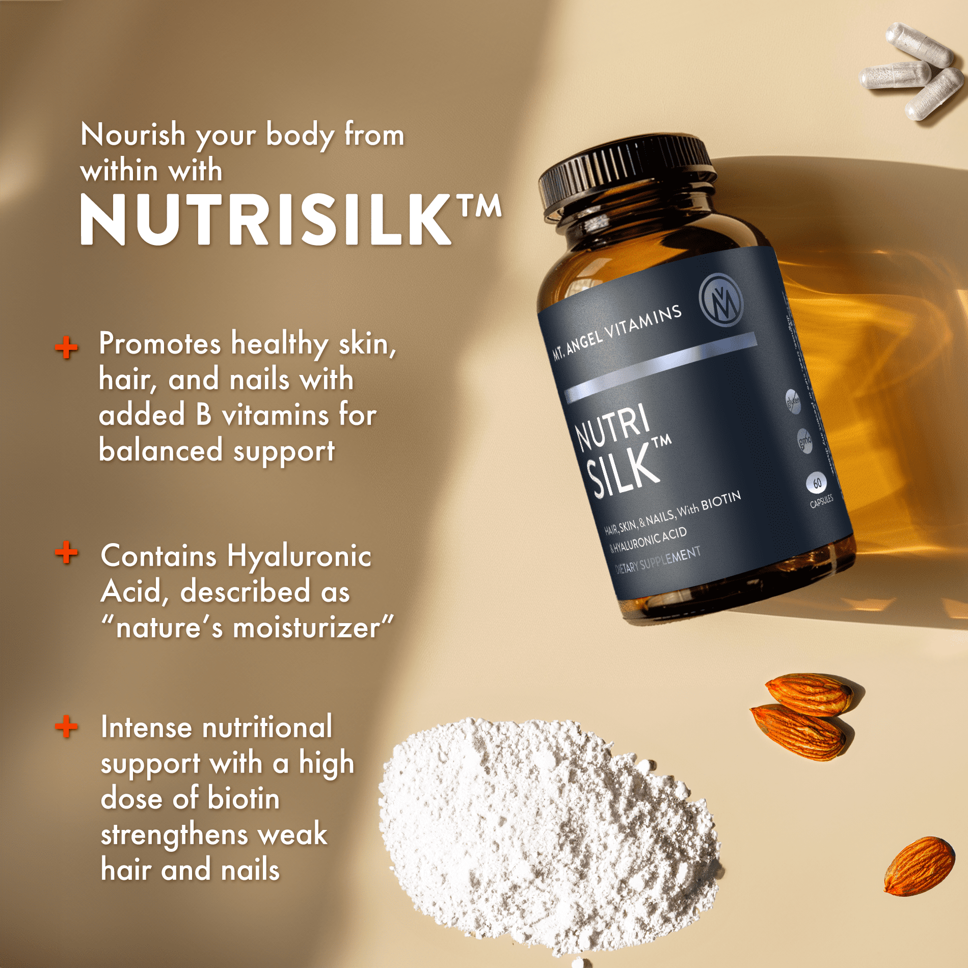 Mt. Angel Vitamins - Hair, Skin & Nails - NutriSilk - 60 Capsules