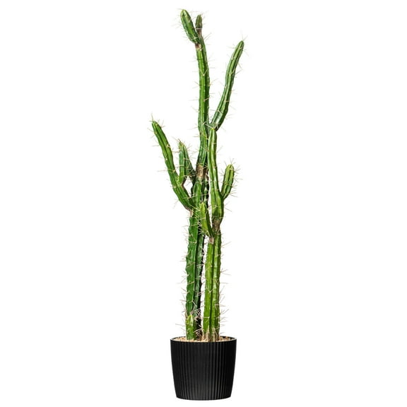 Vickerman 46" Artificial Green Cactus, Black Plastic Planters Pot.