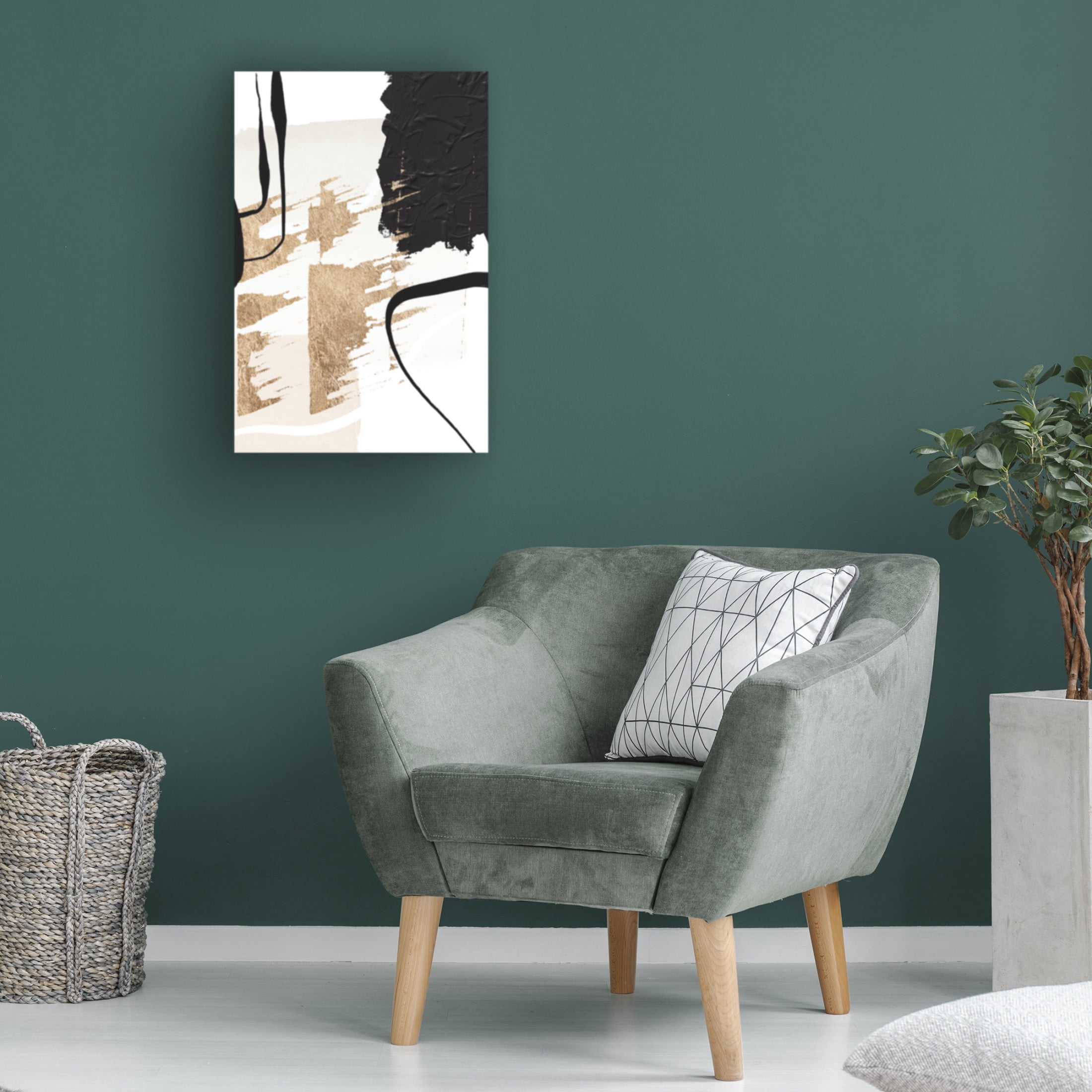 Trademark Fine Art Sally Ann Moss Abstract Black and Gold 6 Canvas Wall Art