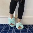thumbnail image 2 of Pantuflas de piel mullida y esponjosa para mujer, chanclas con punta abierta, cómodas, con espuma viscoelástica, para el hogar, suaves, planas, antideslizantes, para spa, interior y exterior, 2 of 5