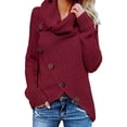 thumbnail image 1 of KZKR Womens Long Sleeve Button Sweaters Pullover Cowl Neck Casual Knitted Wrap Lightweight Sweaters Jumper, 1 of 3
