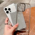 thumbnail image 3 of Compatible for iPhone 14 Pro Max Luxury Glitter Plating Clear Case, Cute Bling Sparkly Shiny Case for Women Girls Soft TPU Shockproof Camera Protective Back Cover Electroplated Case - Silver, 3 of 11