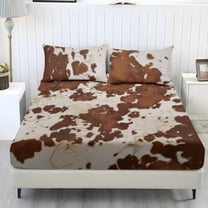 COEQINE Sheet Set Full Size Fitted Bed Sheet Wrinkle Free Fade Resistant Bedding Set for Women Men, All Season Home Decor for Full Size Bed, Vintage Cow Print