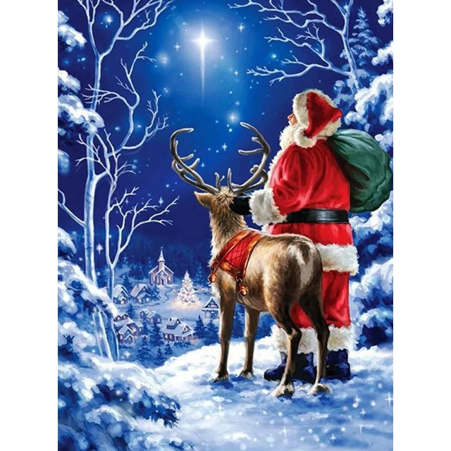 GATYZTORY-pintura de diamantes con marco de Papá Noel, mosaico de diamantes para adultos y niños, regalo, arte de pared, decoración de artesanía para Navidad